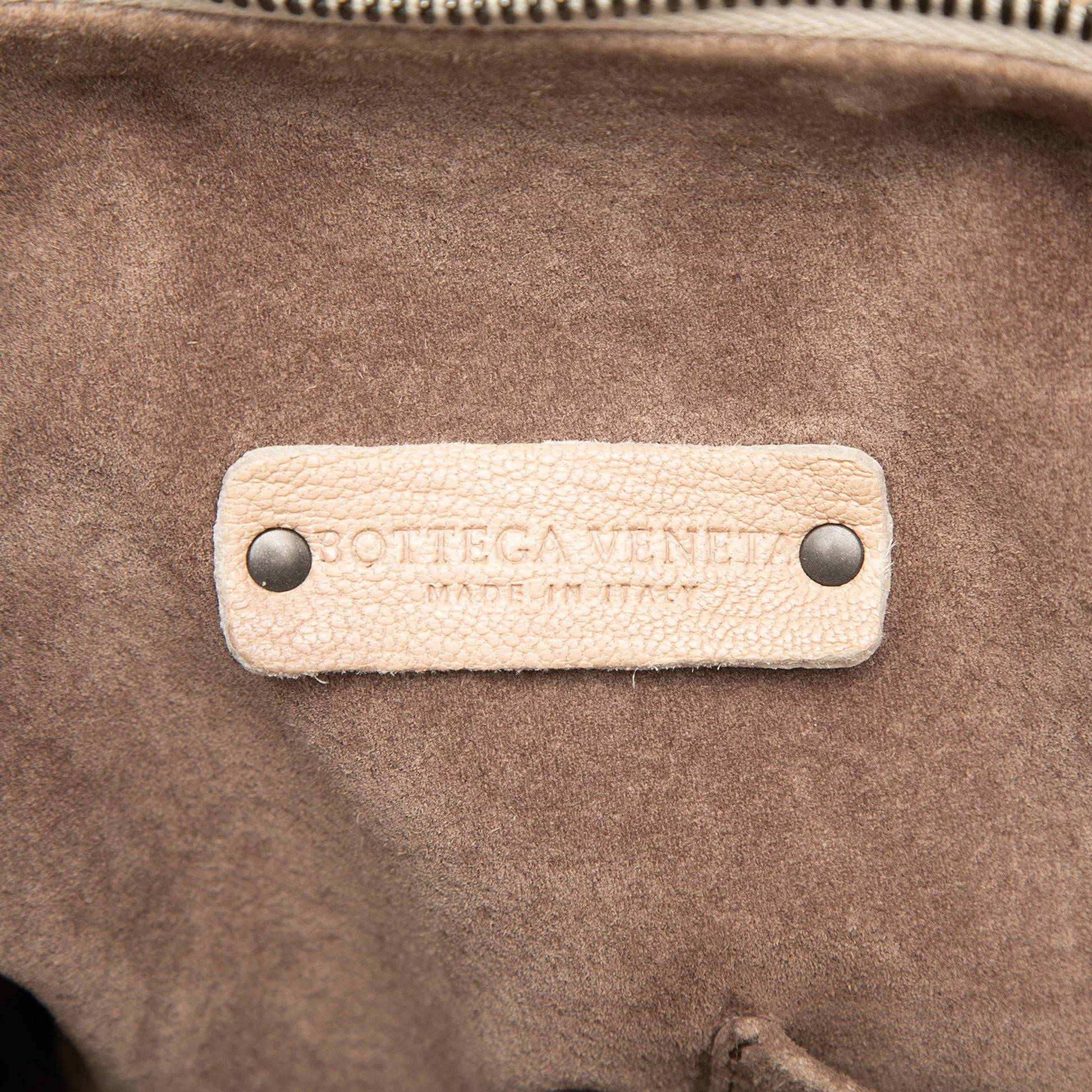 Bottega Veneta Intrecciato Trimmed Pebbled Lambskin Top Handle Bag