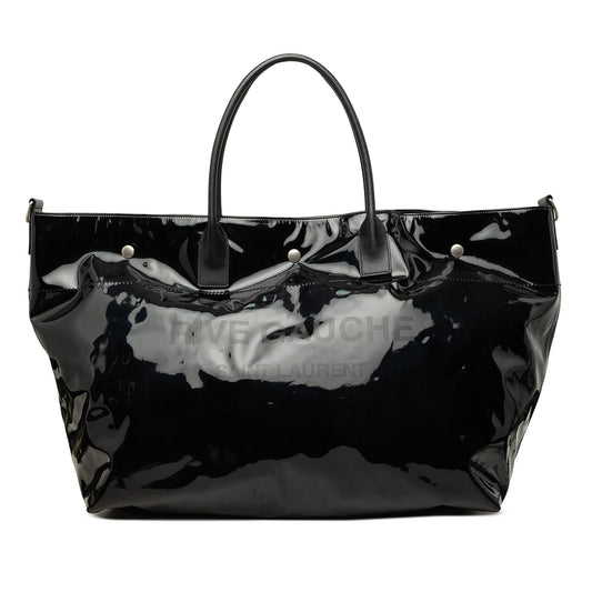 Saint Laurent Maxi PVC Rive Gauche Shopper Tote — Black