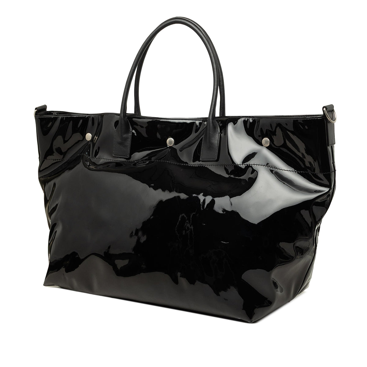 Saint Laurent Maxi PVC Rive Gauche Shopper Tote — Black