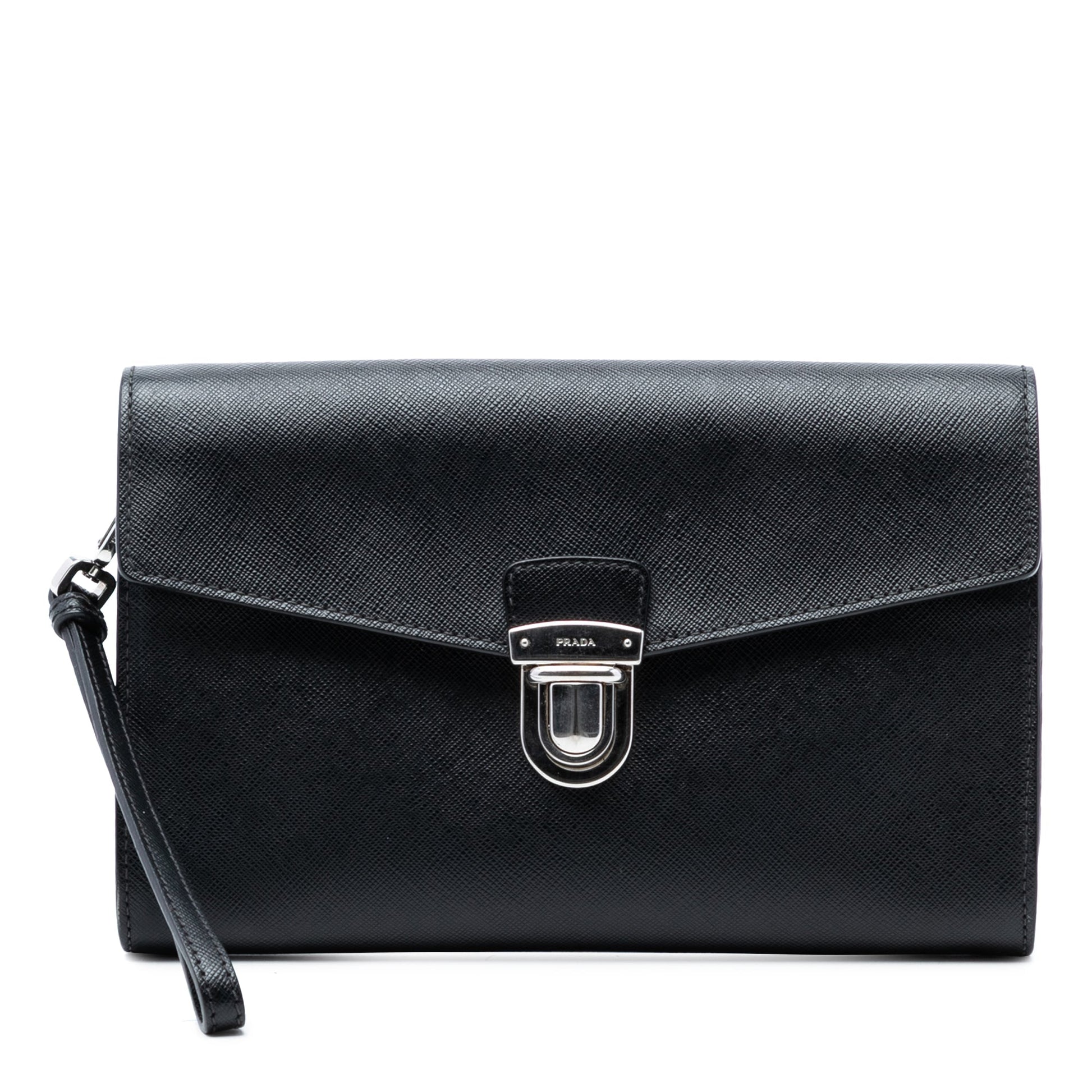 Saffiano Envelope Push Lock Clutch