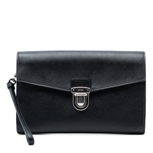 Saffiano Envelope Push Lock Clutch