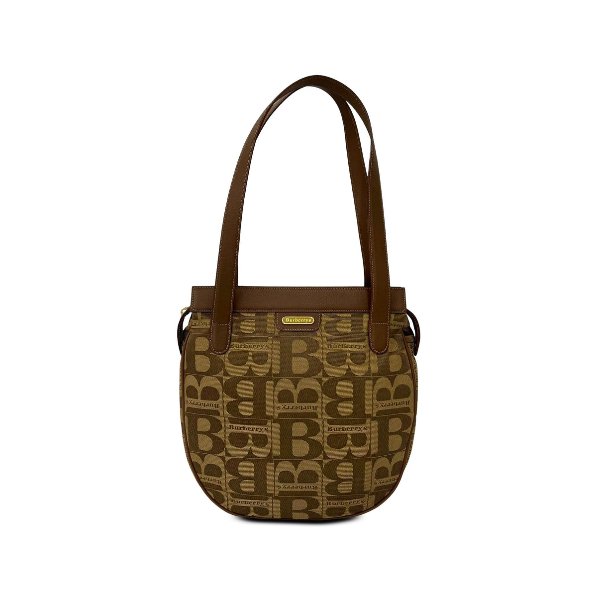 Burberry Canvas Monogram Print Shoulder Bag — Brown