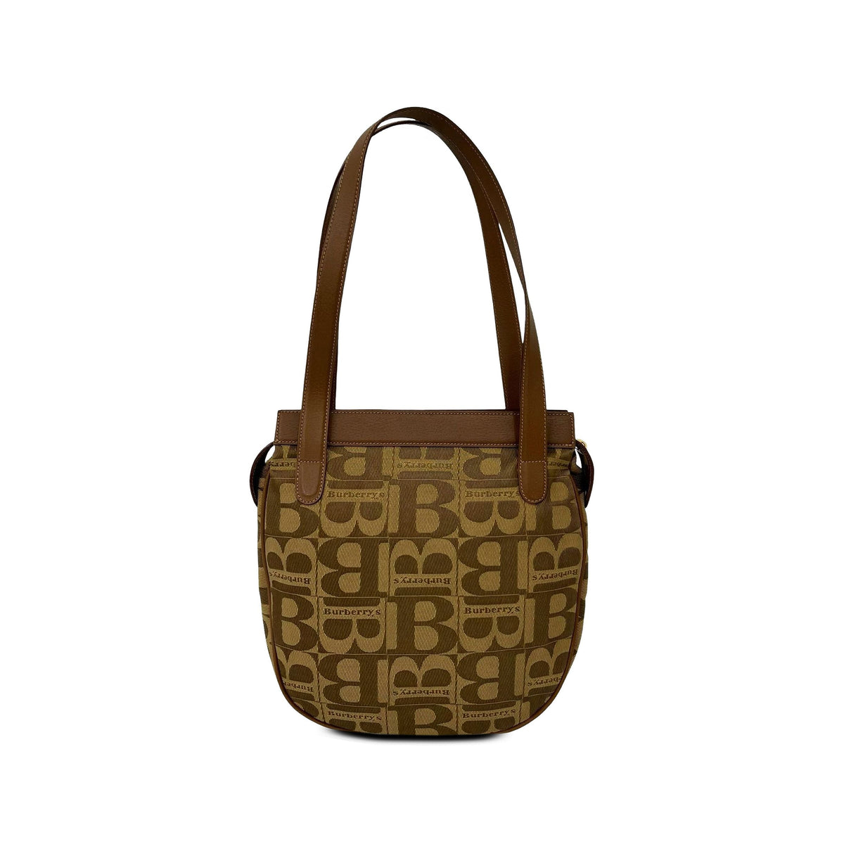 Burberry Canvas Monogram Print Shoulder Bag — Brown