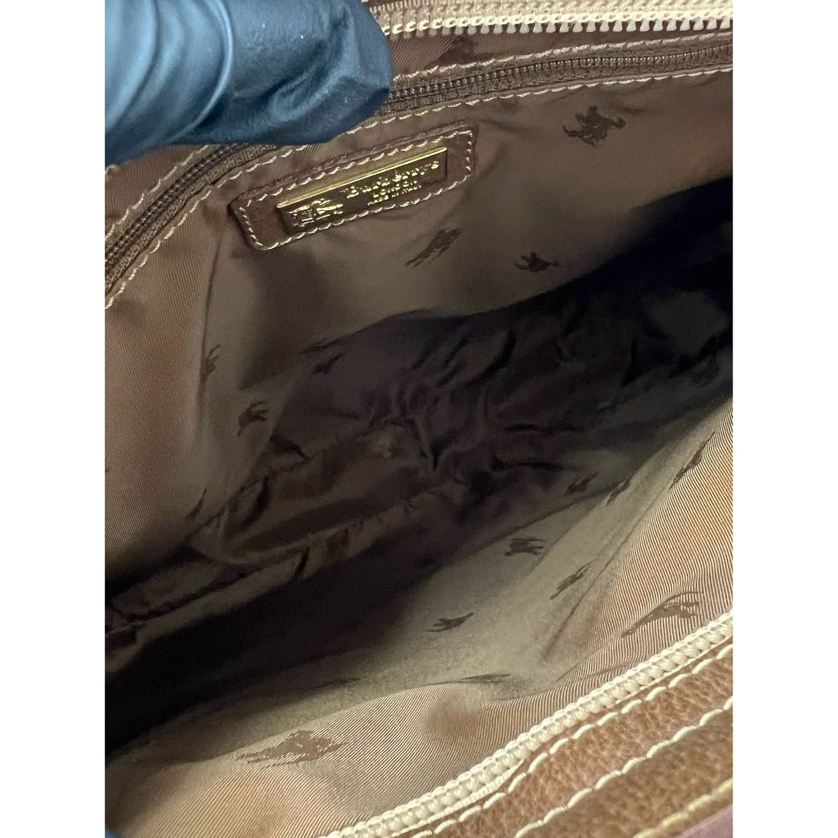 Burberry Canvas Monogram Print Shoulder Bag — Brown
