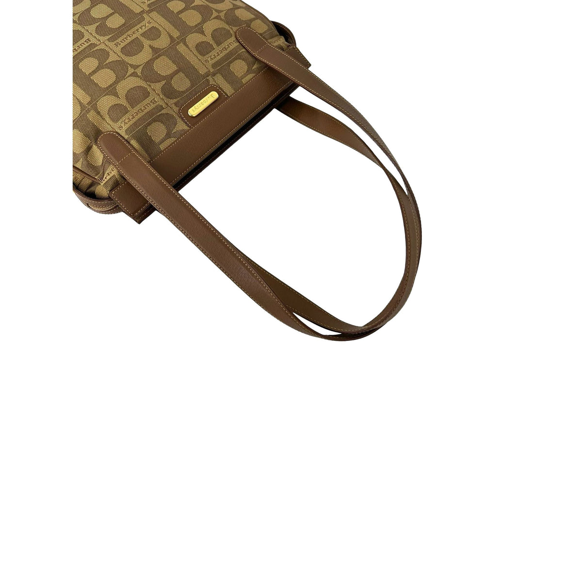Burberry Canvas Monogram Print Shoulder Bag — Brown