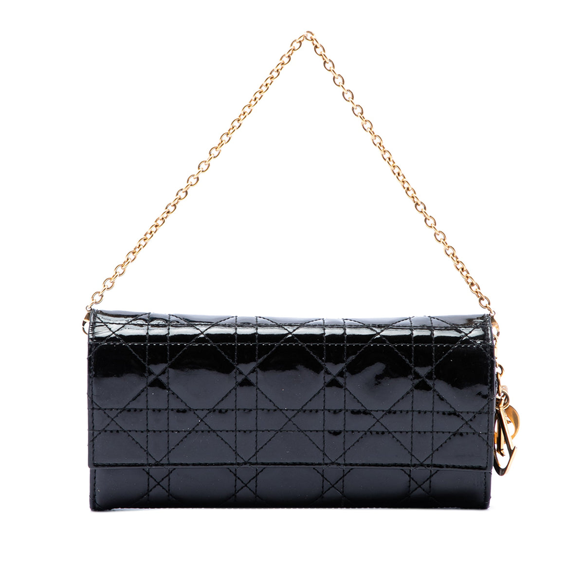 Dior Patent Cannage Lady Dior Wallet On Chain