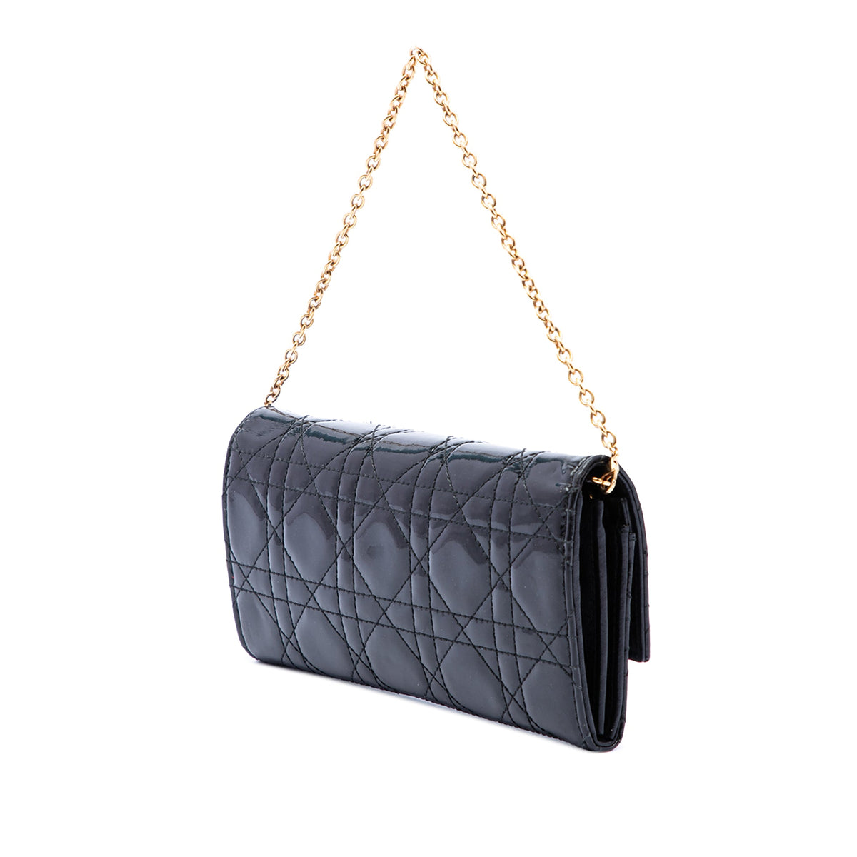 Dior Patent Cannage Lady Dior Wallet On Chain