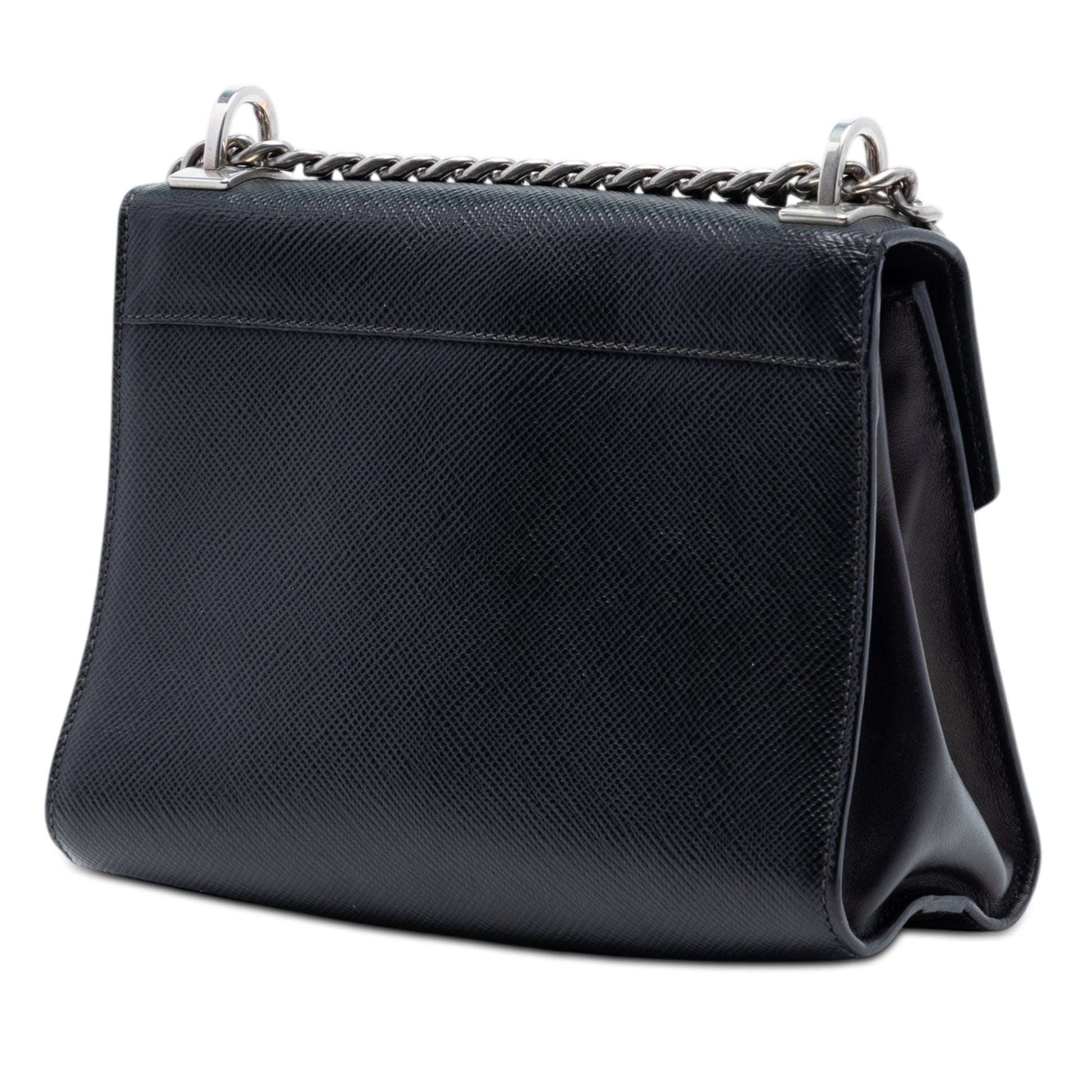Prada Saffiano Cuir Monochrome Robot Patches Envelope Chain Flap