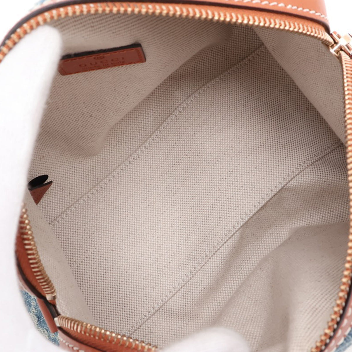Gucci Mini GG Denim Web Boston Bag — Blue