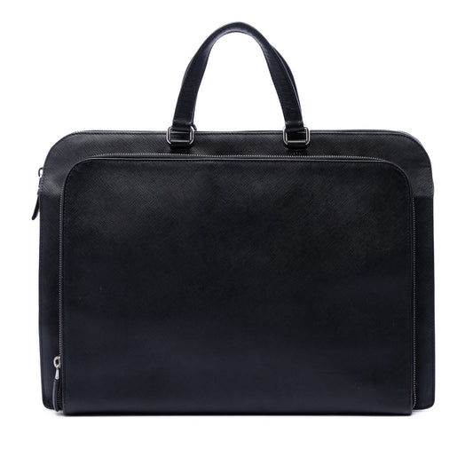 Prada Saffiano Cuir Travel Front Zip Pocket Briefcase