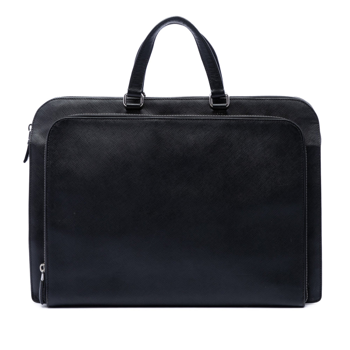 Prada Saffiano Cuir Travel Front Zip Pocket Briefcase