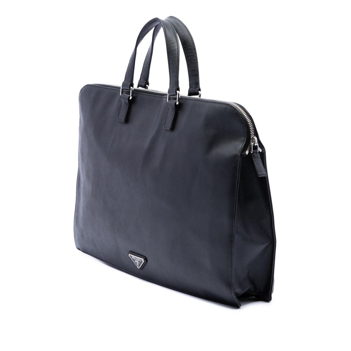 Prada Saffiano Cuir Travel Front Zip Pocket Briefcase
