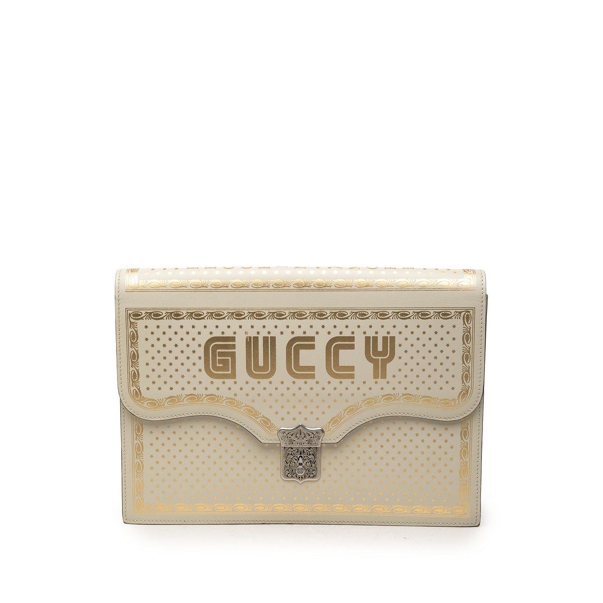 Gucci Guccy Sega Calfskin Portfolio Clutch — White