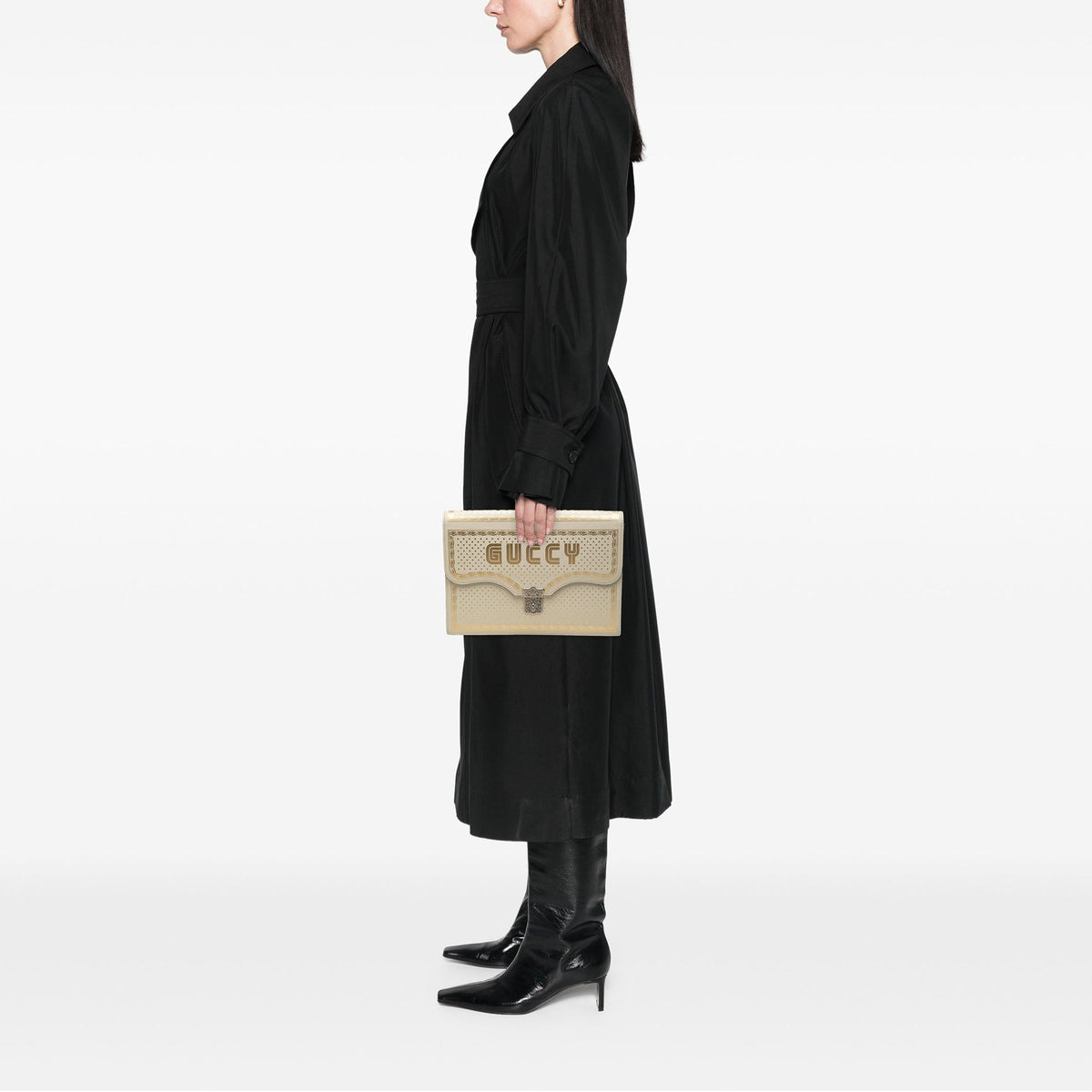 Gucci Guccy Sega Calfskin Portfolio Clutch — White