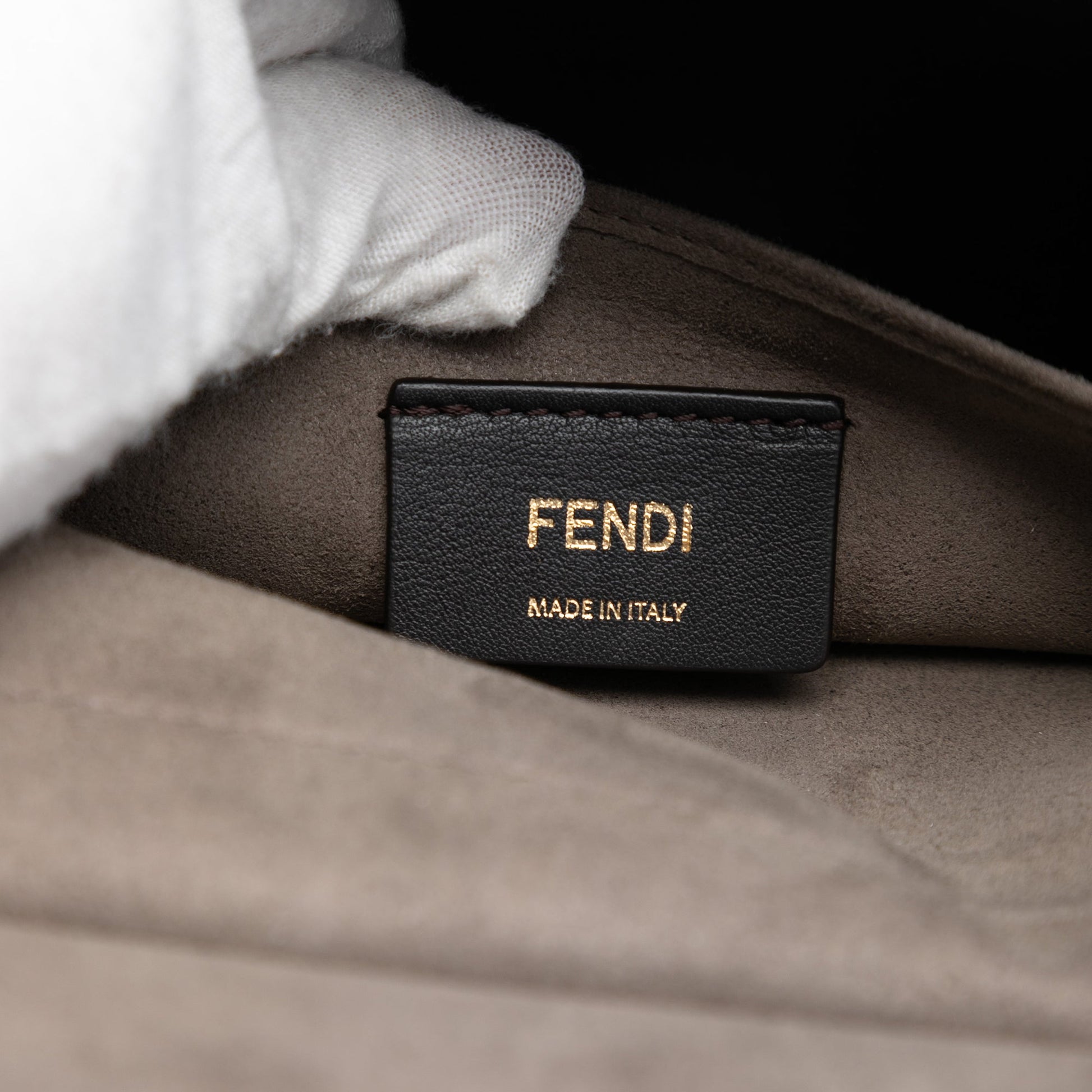 Fendi Zucca Crystal Double F Baguette Satchel