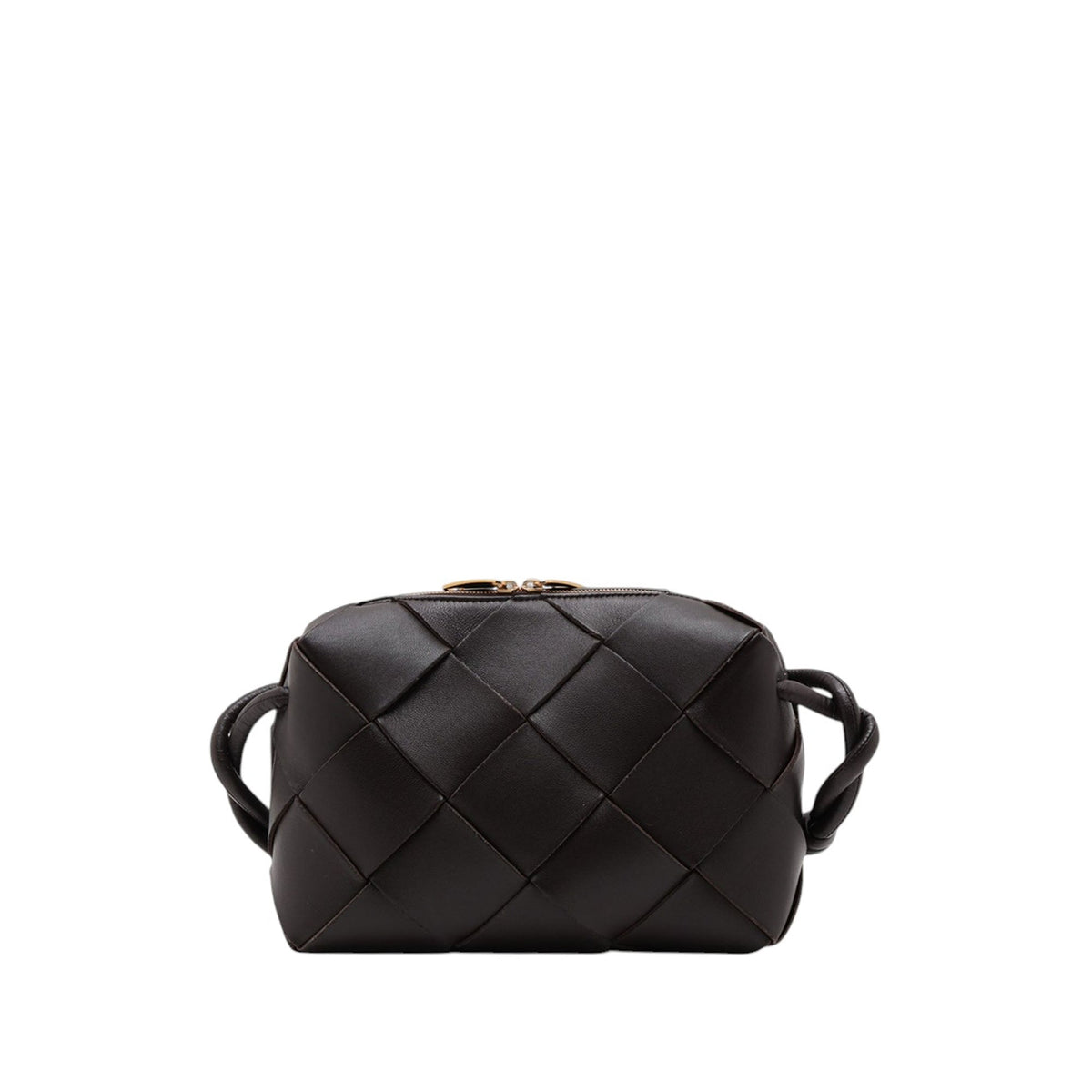 Bottega Veneta Mini Lambskin Intrecciato Loop Camera Bag — Brown