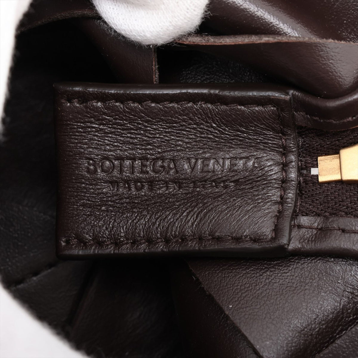 Bottega Veneta Mini Lambskin Intrecciato Loop Camera Bag — Brown