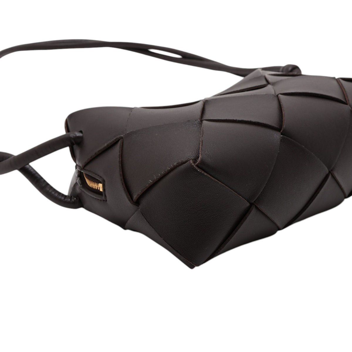 Bottega Veneta Mini Lambskin Intrecciato Loop Camera Bag — Brown