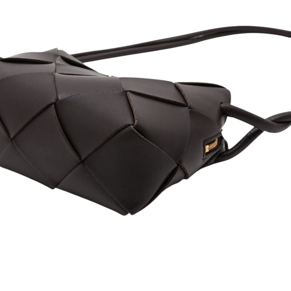 Bottega Veneta Mini Lambskin Intrecciato Loop Camera Bag — Brown