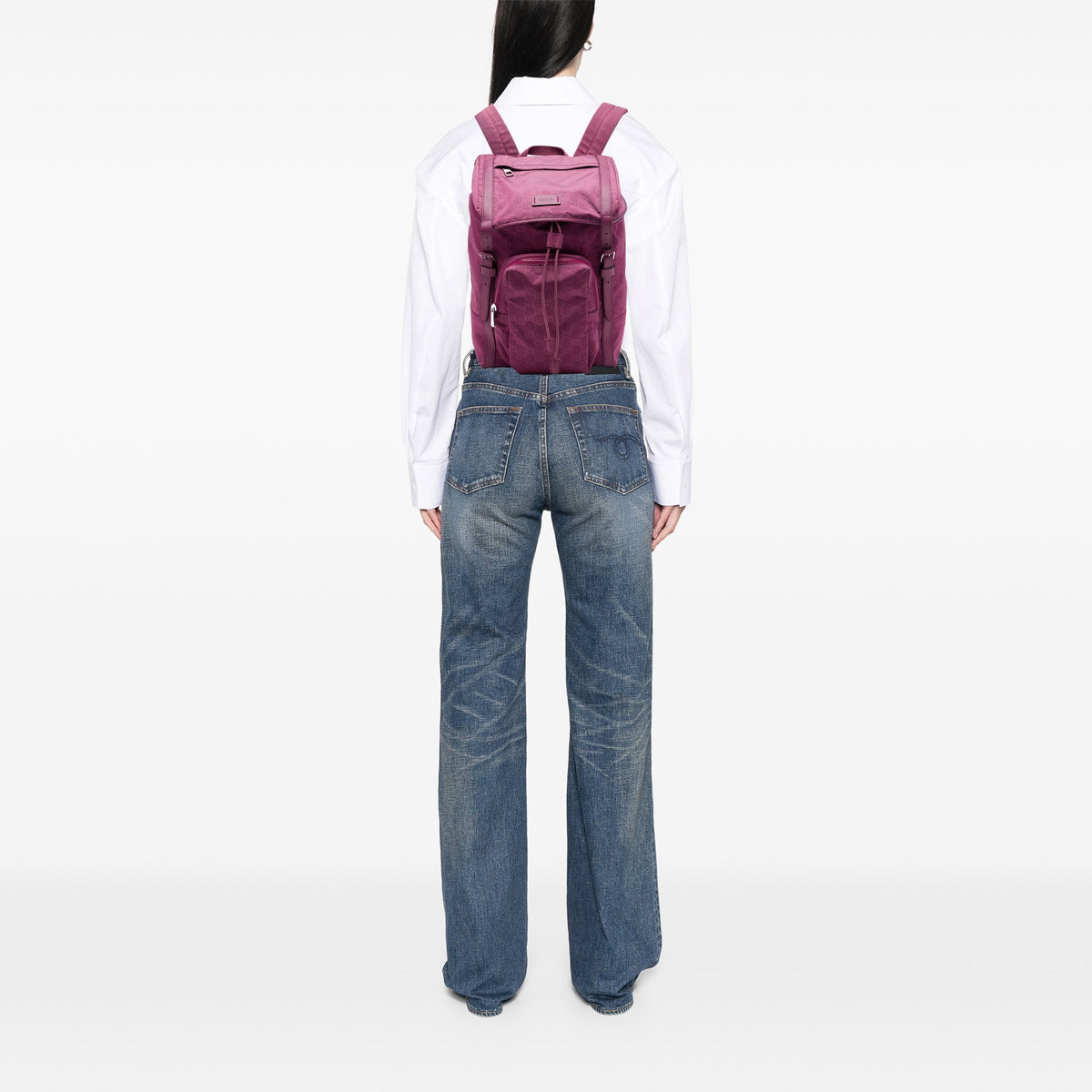 Gucci GG Nylon Double Buckle Backpack — Pink