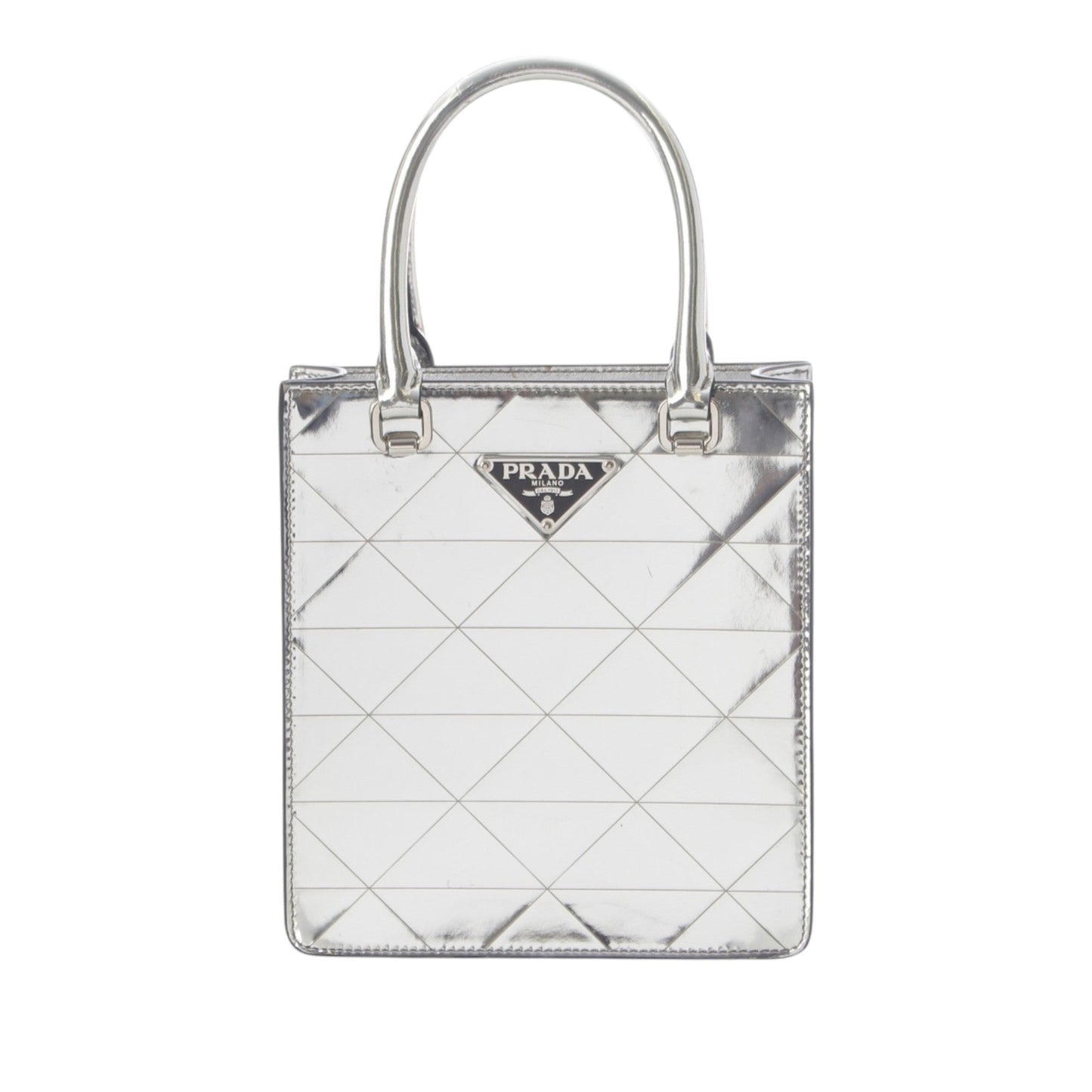 Prada Metallic Spazzolato Leather Triangle Tote