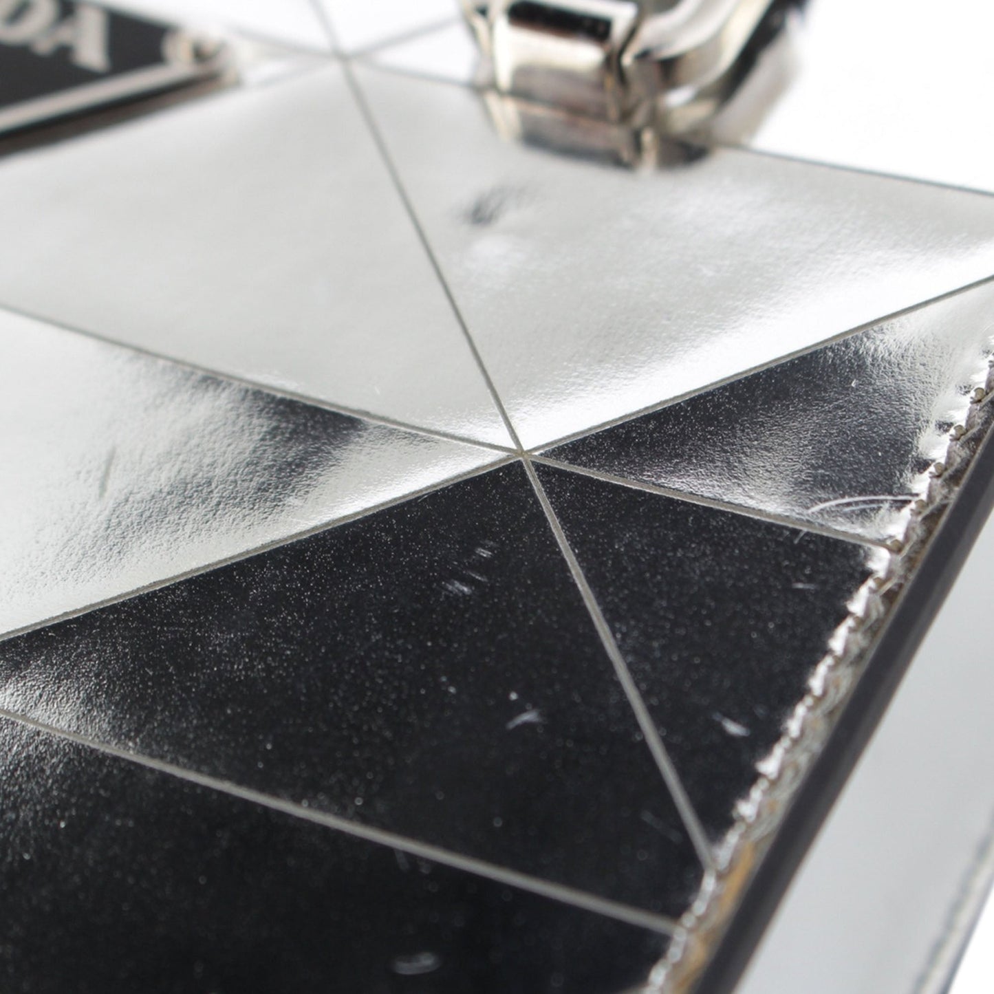 Prada Metallic Spazzolato Leather Triangle Tote