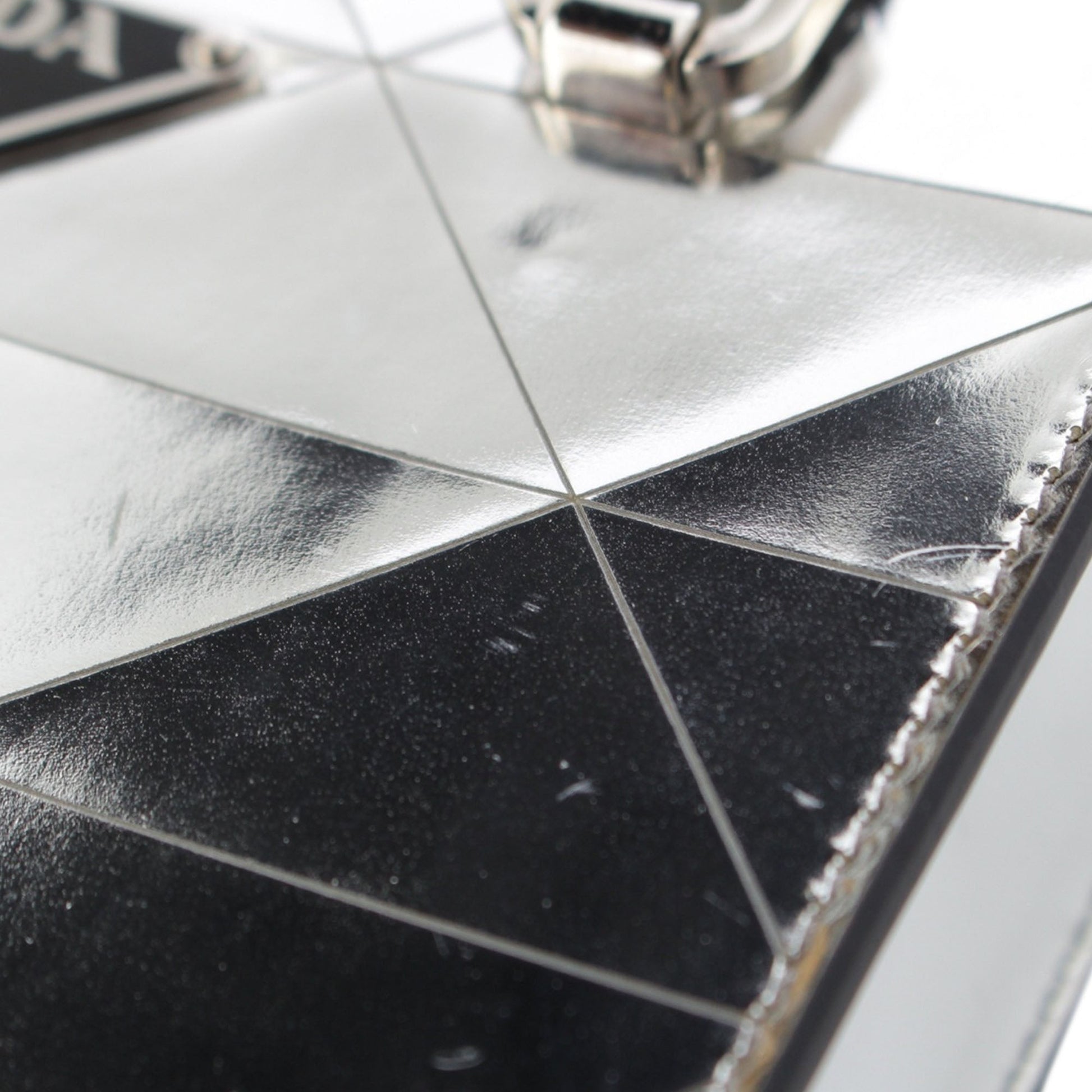 Prada Metallic Spazzolato Leather Triangle Tote