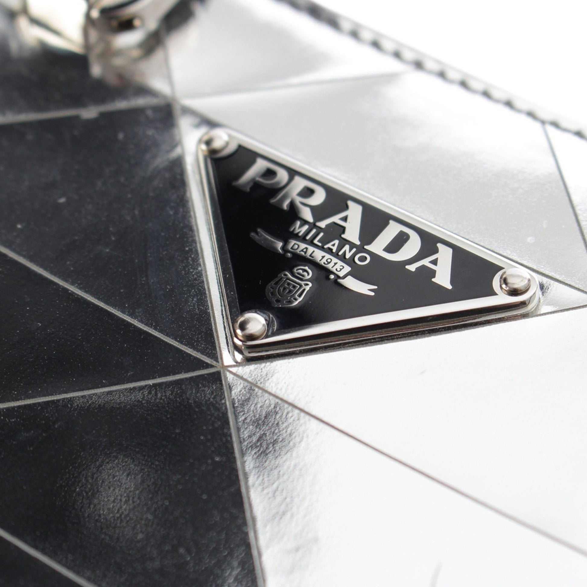 Prada Metallic Spazzolato Leather Triangle Tote
