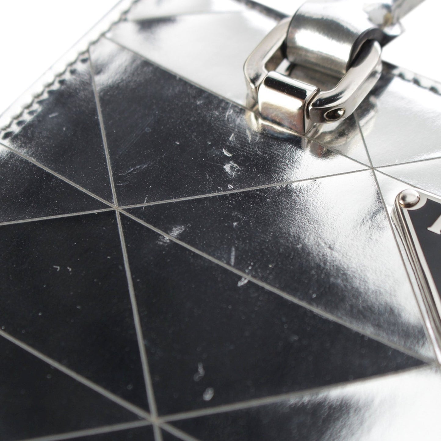 Prada Metallic Spazzolato Leather Triangle Tote