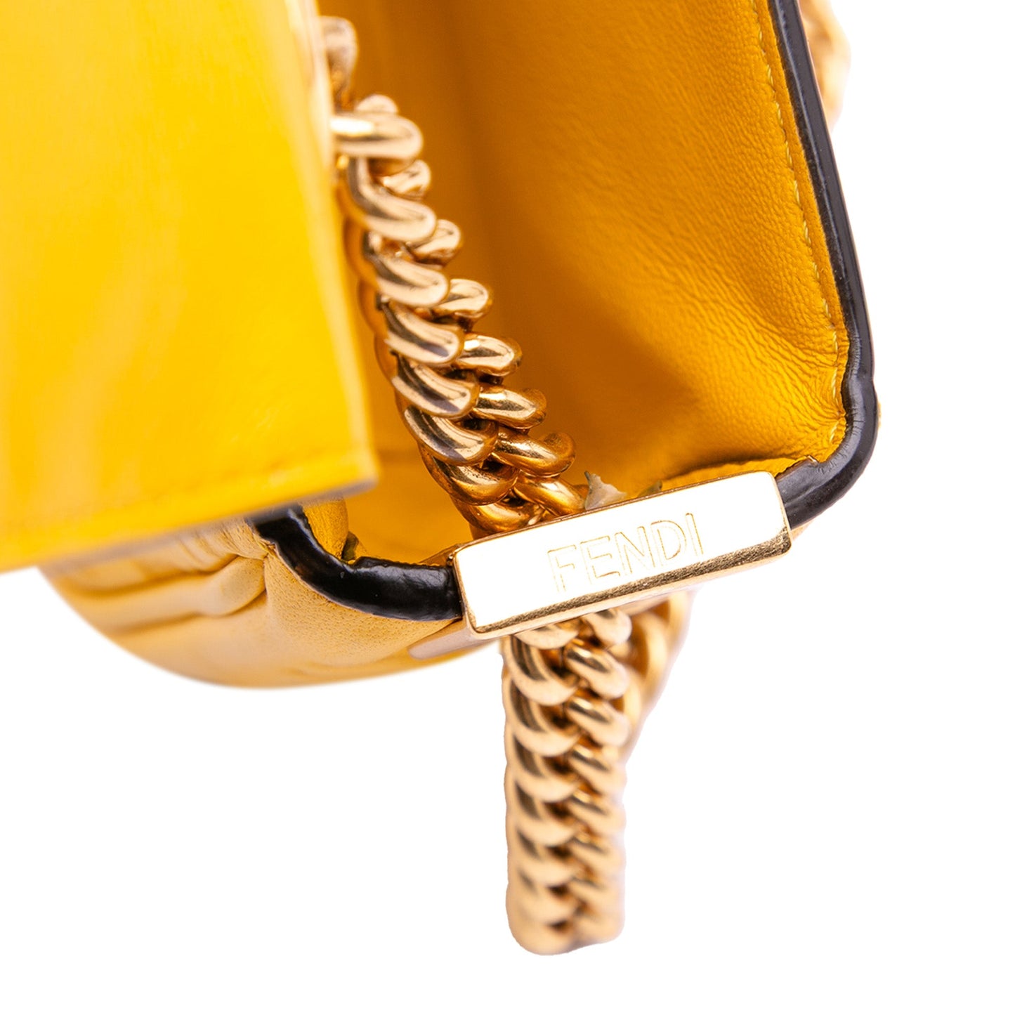 Fendi Zucca Embossed Leather Chain Midi Baguette