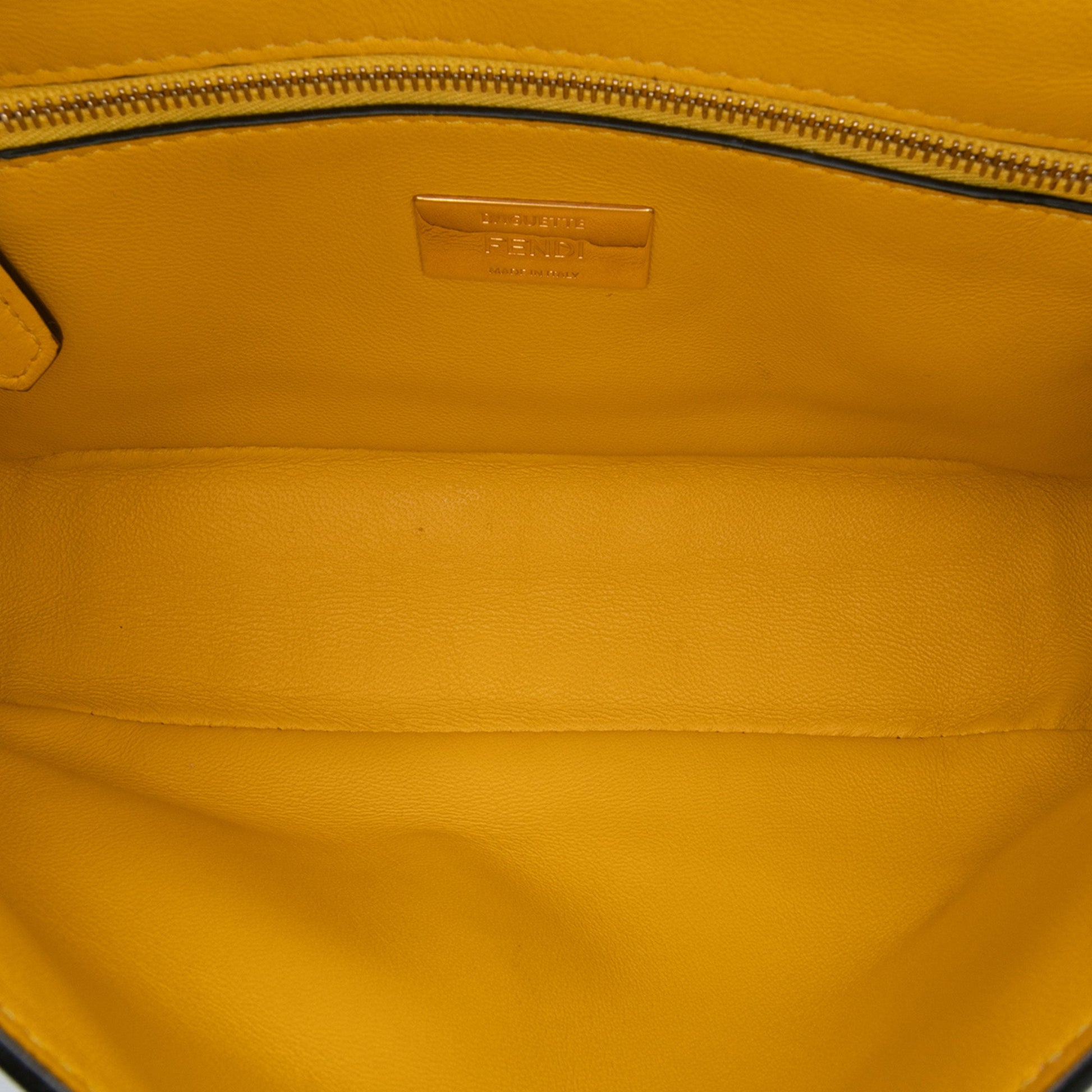 Fendi Zucca Embossed Leather Chain Midi Baguette