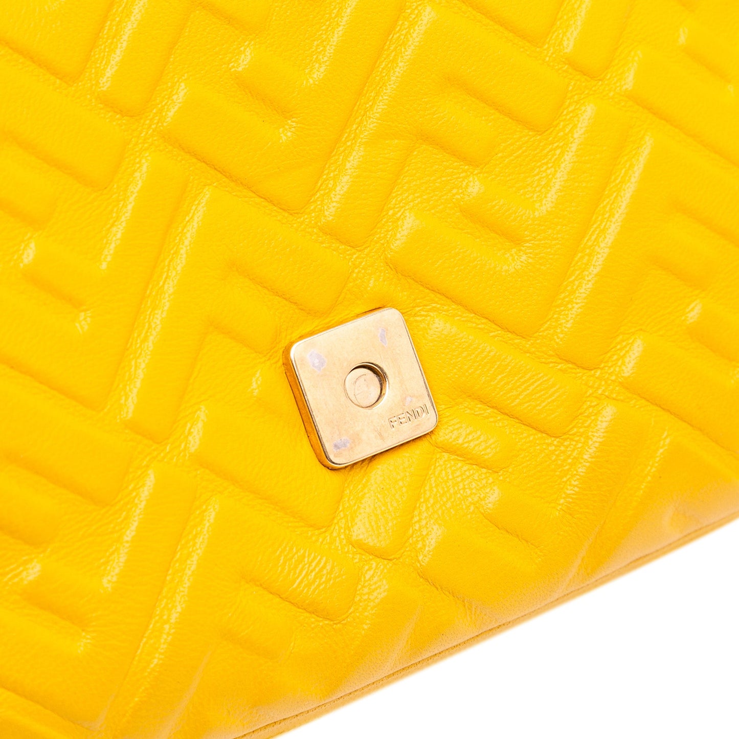 Fendi Zucca Embossed Leather Chain Midi Baguette