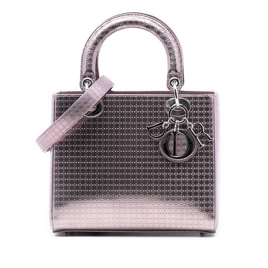 Dior Medium Metallic Patent Microcannage Lady Dior