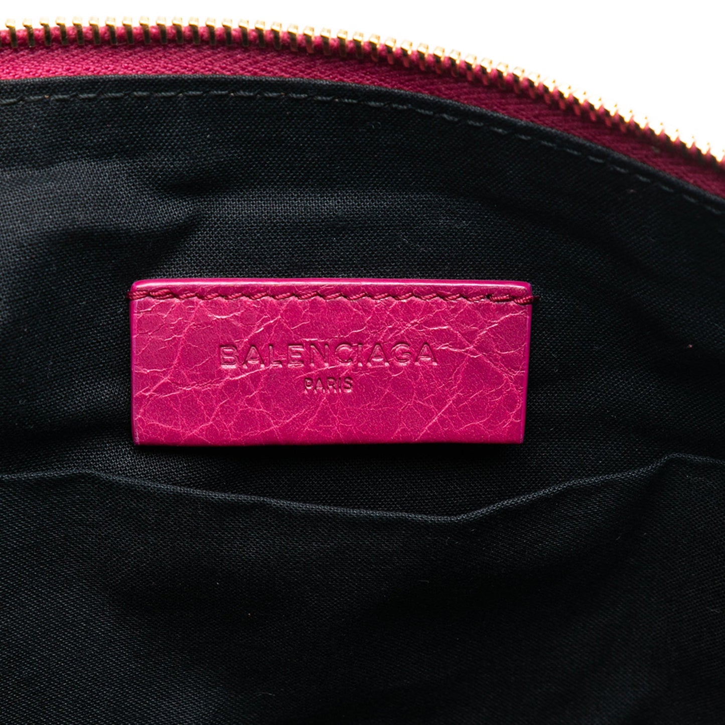 Balenciaga Lambskin Motocross Classic Zip Around Flat Clutch
