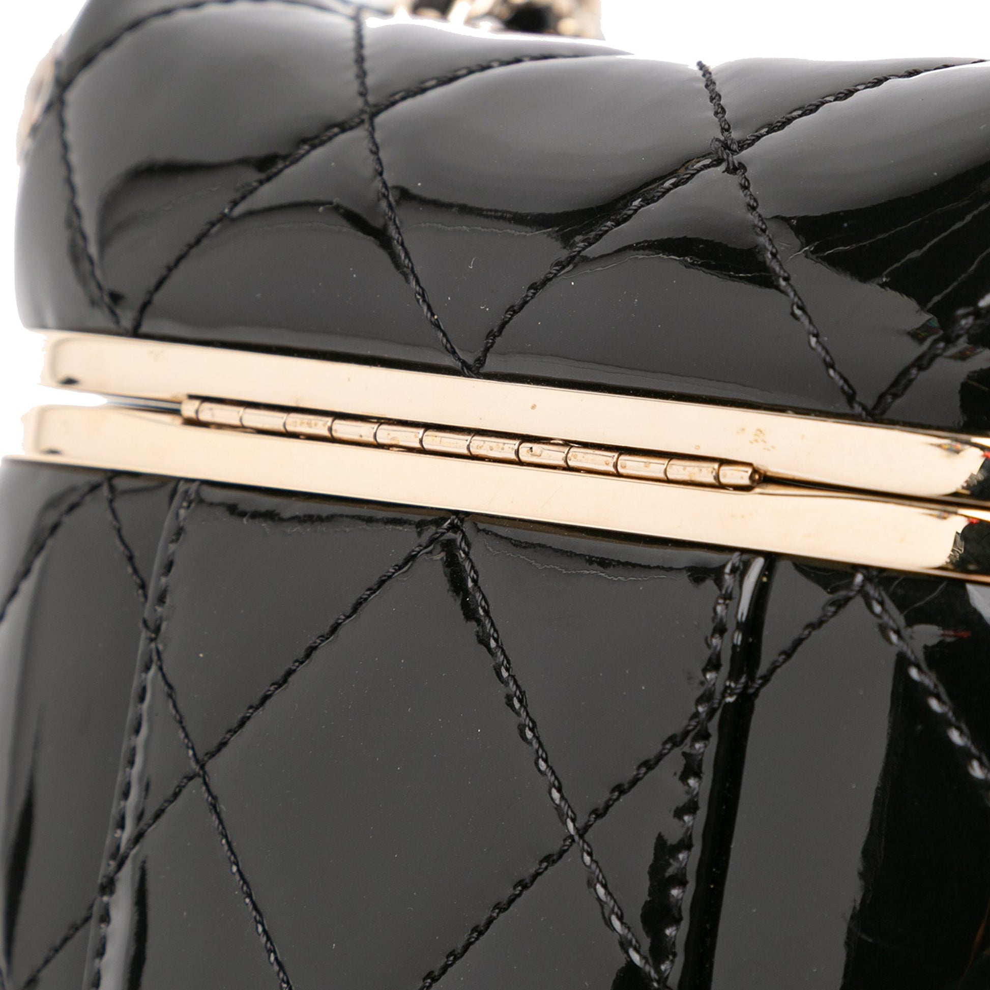 Chanel Quilted Patent Logo Chain Vanity Case