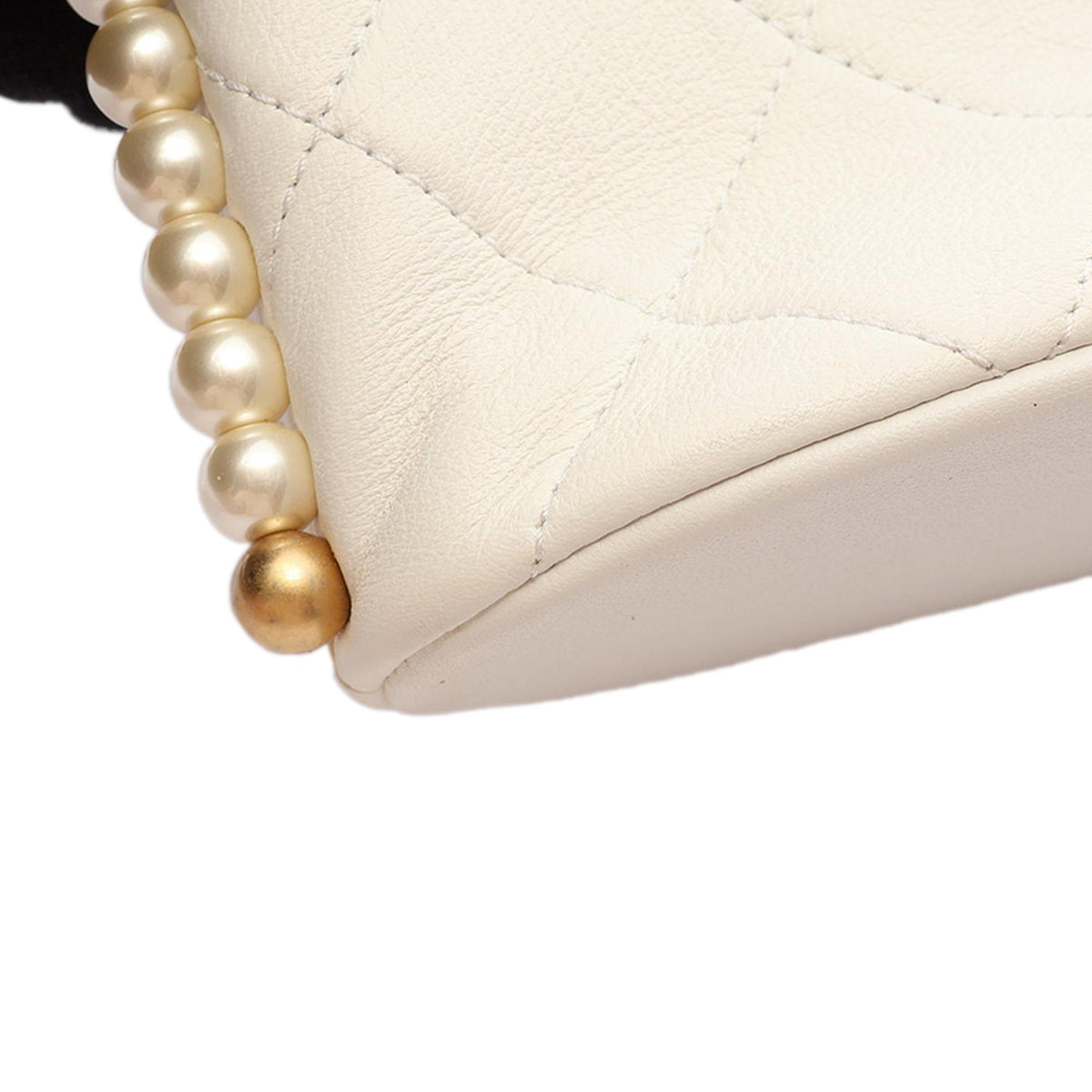 Chanel Small Quilted Calfskin About Pearls Hobo — White