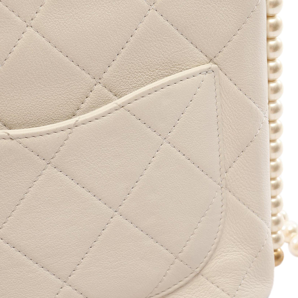 Chanel Small Quilted Calfskin About Pearls Hobo — White
