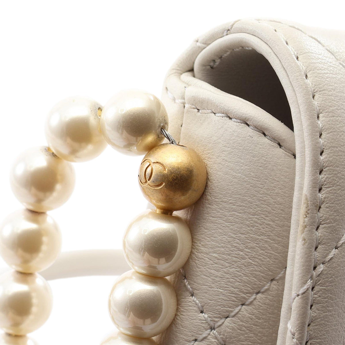 Chanel Small Quilted Calfskin About Pearls Hobo — White