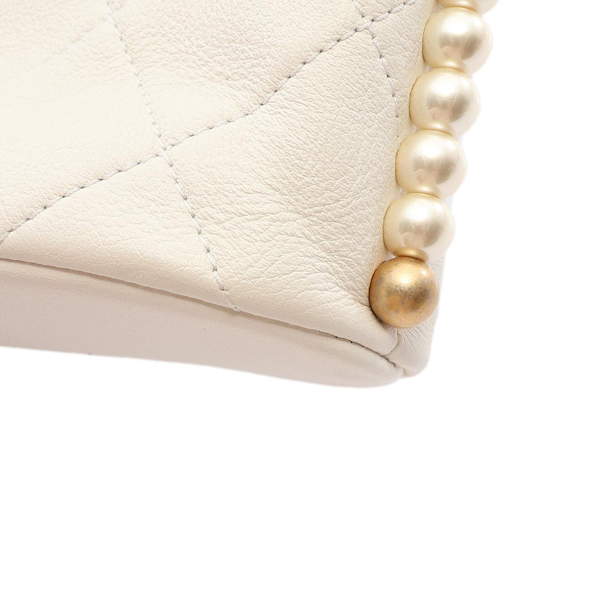 Chanel Small Quilted Calfskin About Pearls Hobo — White