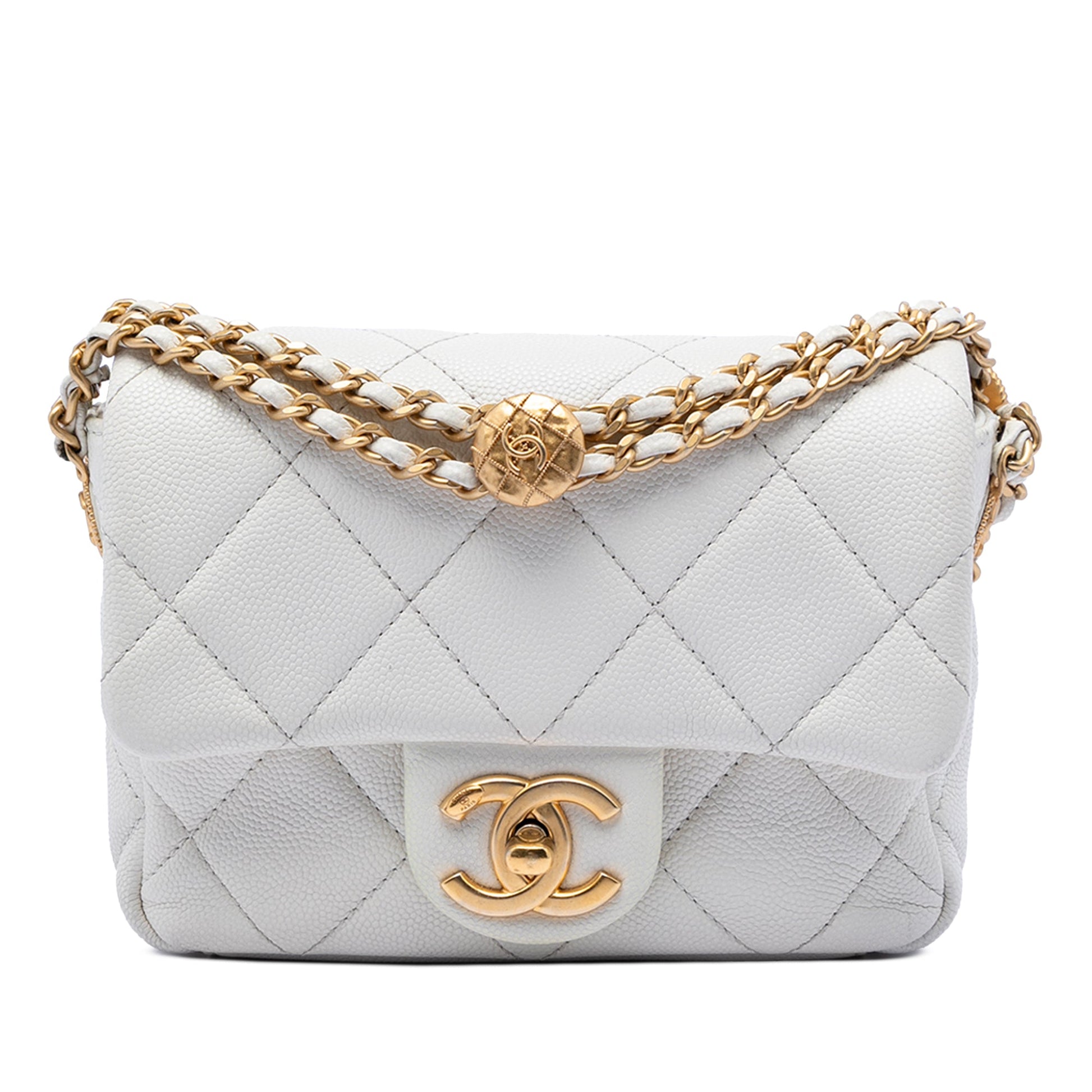 Chanel Mini Quilted Caviar Twist Your Buttons Flap