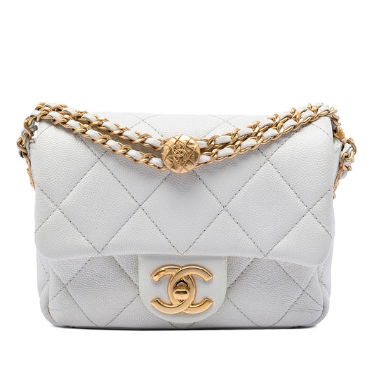 Chanel Mini Quilted Caviar Twist Your Buttons Flap