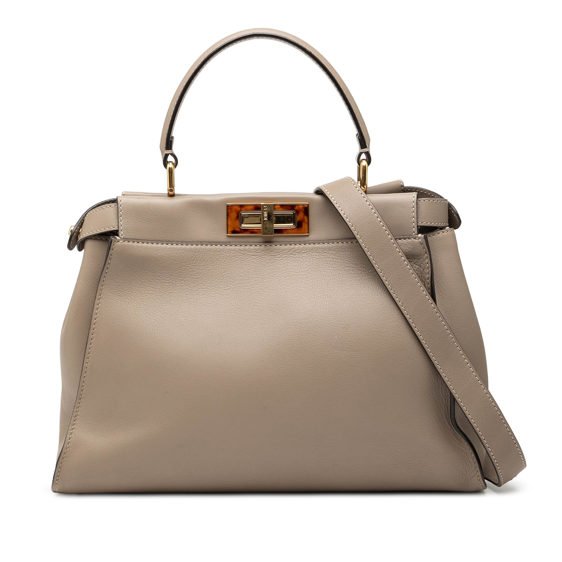 Fendi Medium Leather Selleria Peekaboo Iconic Satchel
