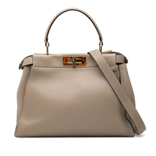 Fendi Medium Leather Selleria Peekaboo Iconic Satchel