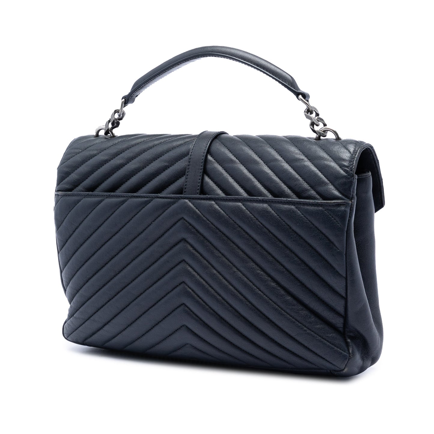 Saint Laurent Large Chevron Sheepskin Monogram College Satchel