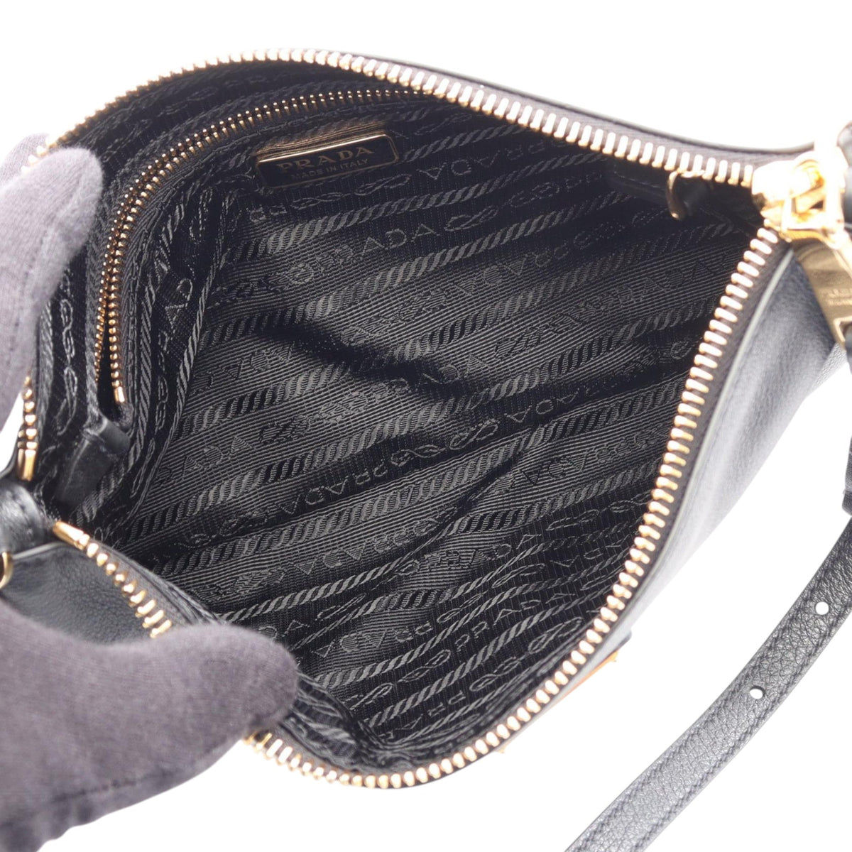 Prada Vitello Daino Crossbody — Black