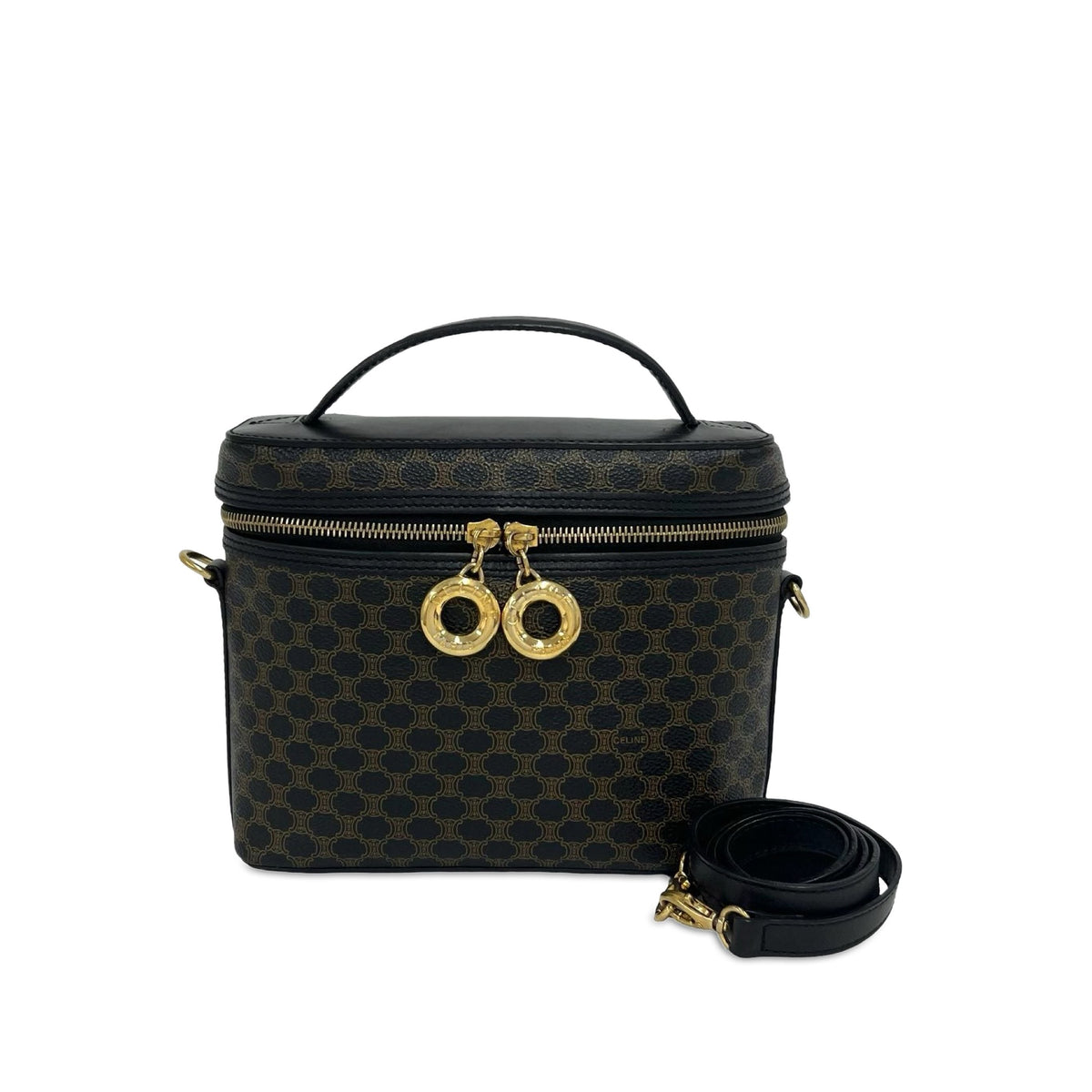 Celine Macadam Coated Canvas Vanity Bag — Brown