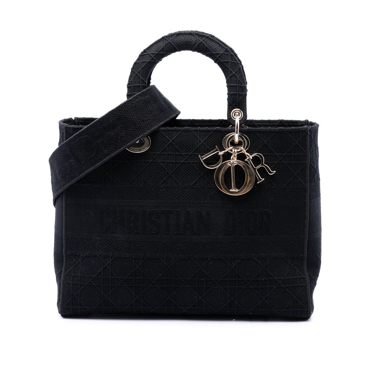 Dior Large Embroidered Canvas Cannage Lady D Lite