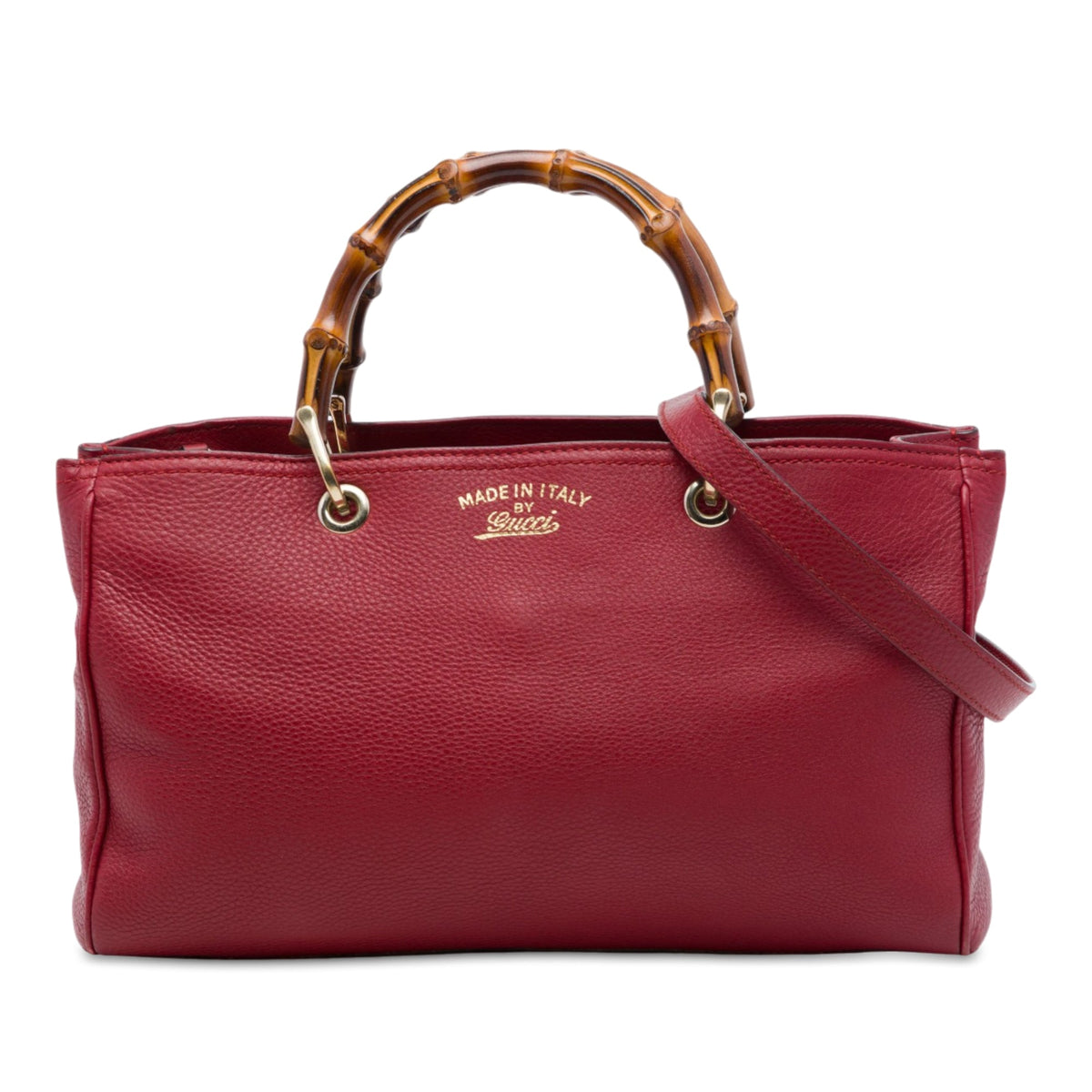 Gucci Medium Calfskin Bamboo Shopper Satchel — Red