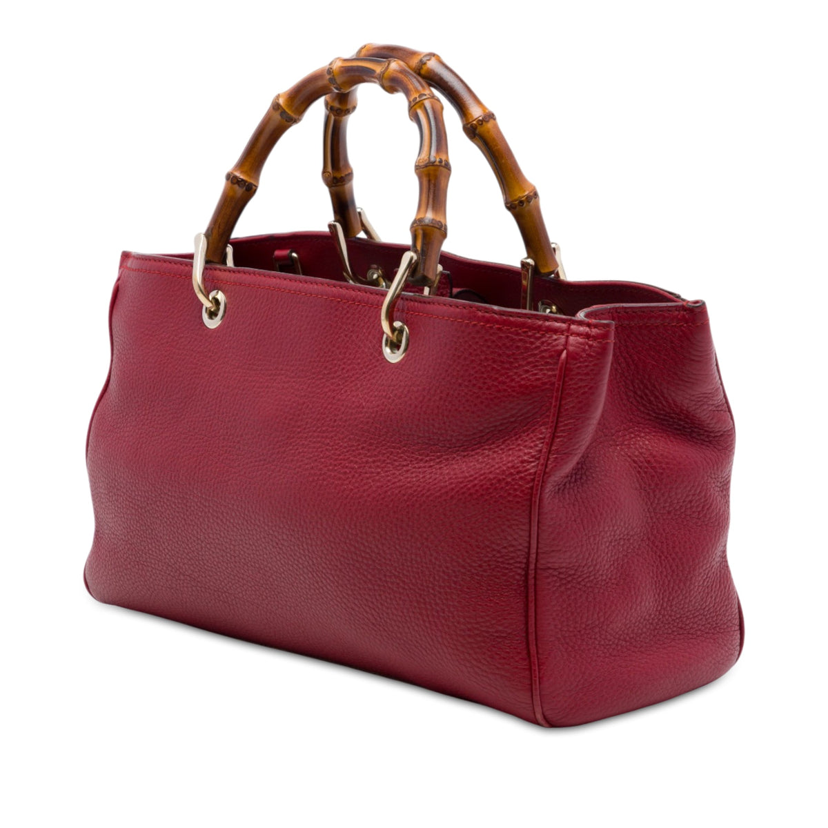 Gucci Medium Calfskin Bamboo Shopper Satchel — Red