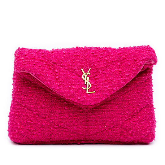 Saint Laurent Toy Matelasse Boucle Tweed Monogram LouLou Puffer Crossbody